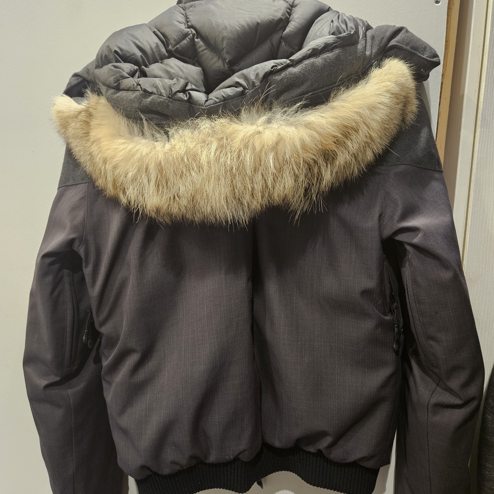 Nobis Cartel Men's Gray Bomber Jacket With Detachable Real Fur Hood - Picture 3 of 4